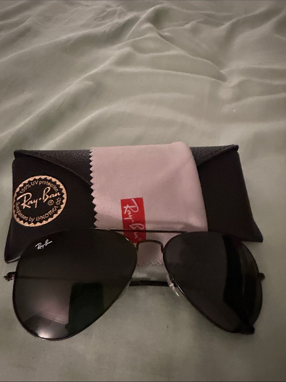Ray-Ban Black Aviator Sunglasses with Dark Lenses
